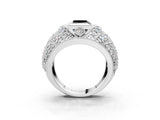 White gold Fancy Black Princess Cut Brilliant Halo Pave Diamond Milgrain Ring_3