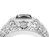 White gold Fancy Black Princess Cut Brilliant Halo Pave Diamond Milgrain Ring_4
