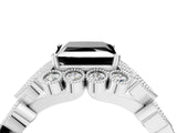 White gold Fancy Black Princess Cut Brilliant Milgrain Pave Heart Band Solitaire Ring_16