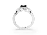 White gold Fancy Black Princess Cut Brilliant Milgrain Pave Heart Band Solitaire Ring_27