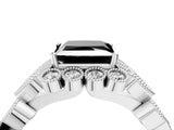 White gold Fancy Black Princess Cut Brilliant Milgrain Pave Heart Band Solitaire Ring_28