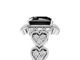 White gold Fancy Black Princess Cut Brilliant Milgrain Pave Heart Band Solitaire Ring_29
