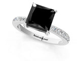 White gold Fancy Black Princess Cut Brilliant Pavé Band Solitaire with Four-Prong Setting_1
