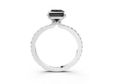 White gold Fancy Black Princess Cut Brilliant Pavé Band Solitaire with Four-Prong Setting_3