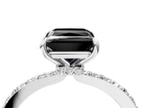 White gold Fancy Black Princess Cut Brilliant Pavé Band Solitaire with Four-Prong Setting_4
