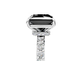 White gold Fancy Black Princess Cut Brilliant Pavé Band Solitaire with Four-Prong Setting_5