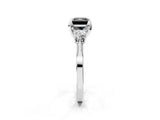 White gold Fancy Black Princess Cut Brilliant Three-Stone Diamond Ring with Pavé Band and Four-Prong Setting_17