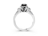 White gold Fancy Black Princess Cut Brilliant Three-Stone Diamond Ring with Pavé Band and Four-Prong Setting_18