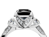 White gold Fancy Black Princess Cut Brilliant Three-Stone Diamond Ring with Pavé Band and Four-Prong Setting_19