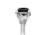 White gold Fancy Black Princess Cut Brilliant Three-Stone Diamond Ring with Pavé Band and Four-Prong Setting_20