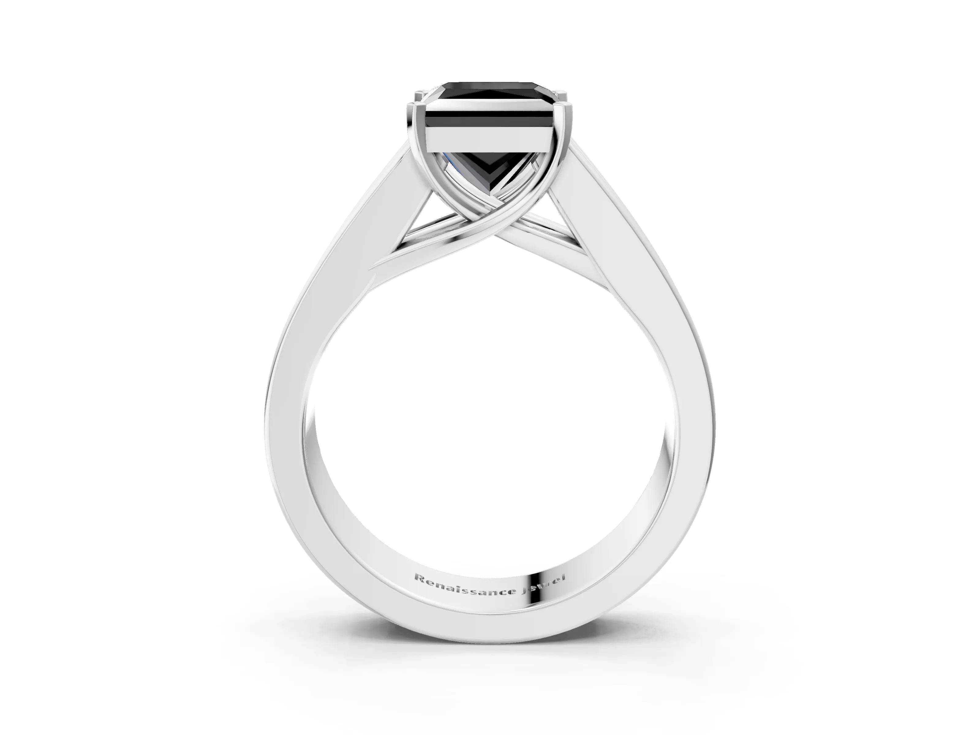 White gold Fancy Black Princess Cut Cut Channel Set Solitaire Ring with Four-Prong Setting_15
