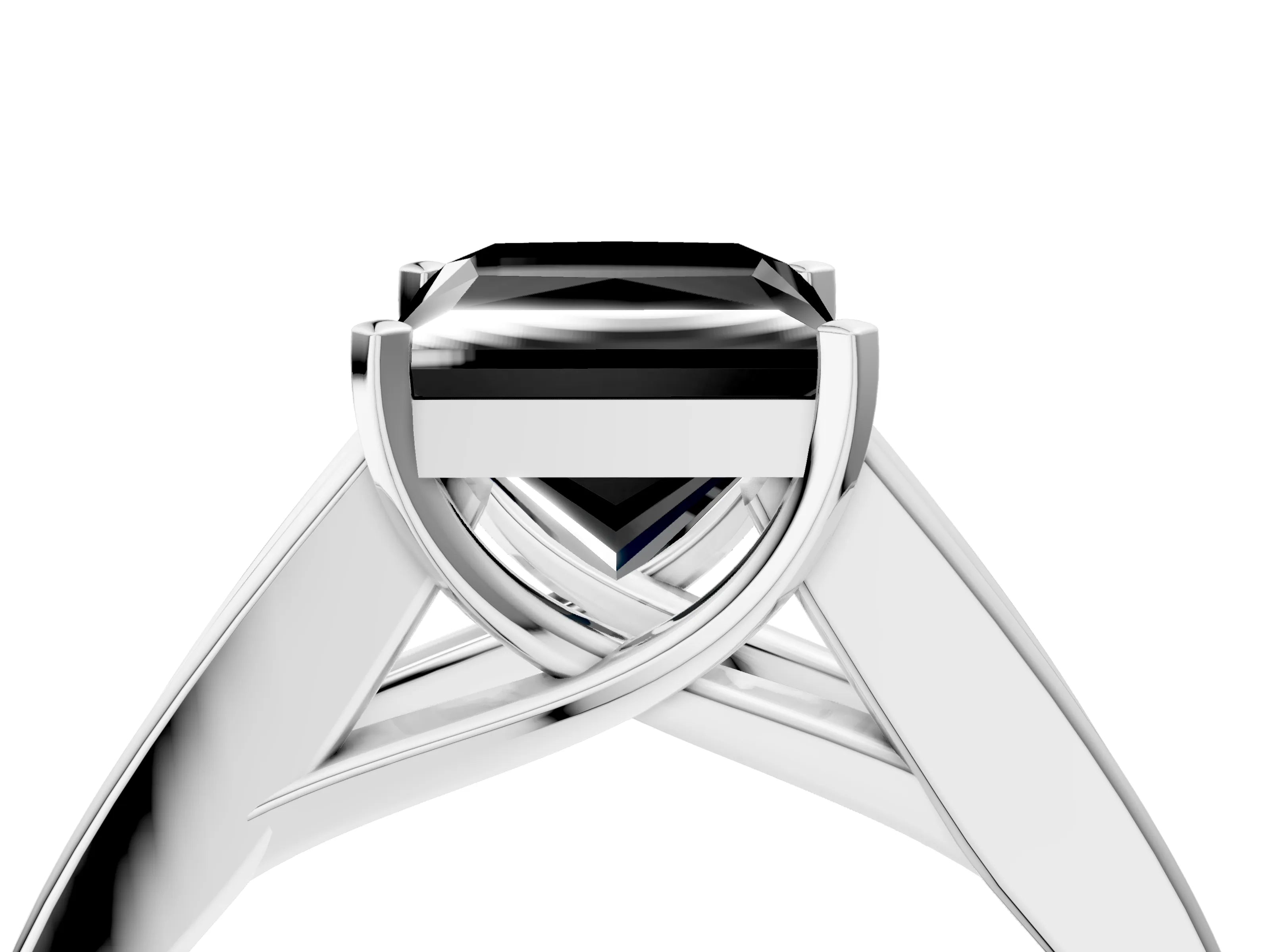 White gold Fancy Black Princess Cut Cut Channel Set Solitaire Ring with Four-Prong Setting_16