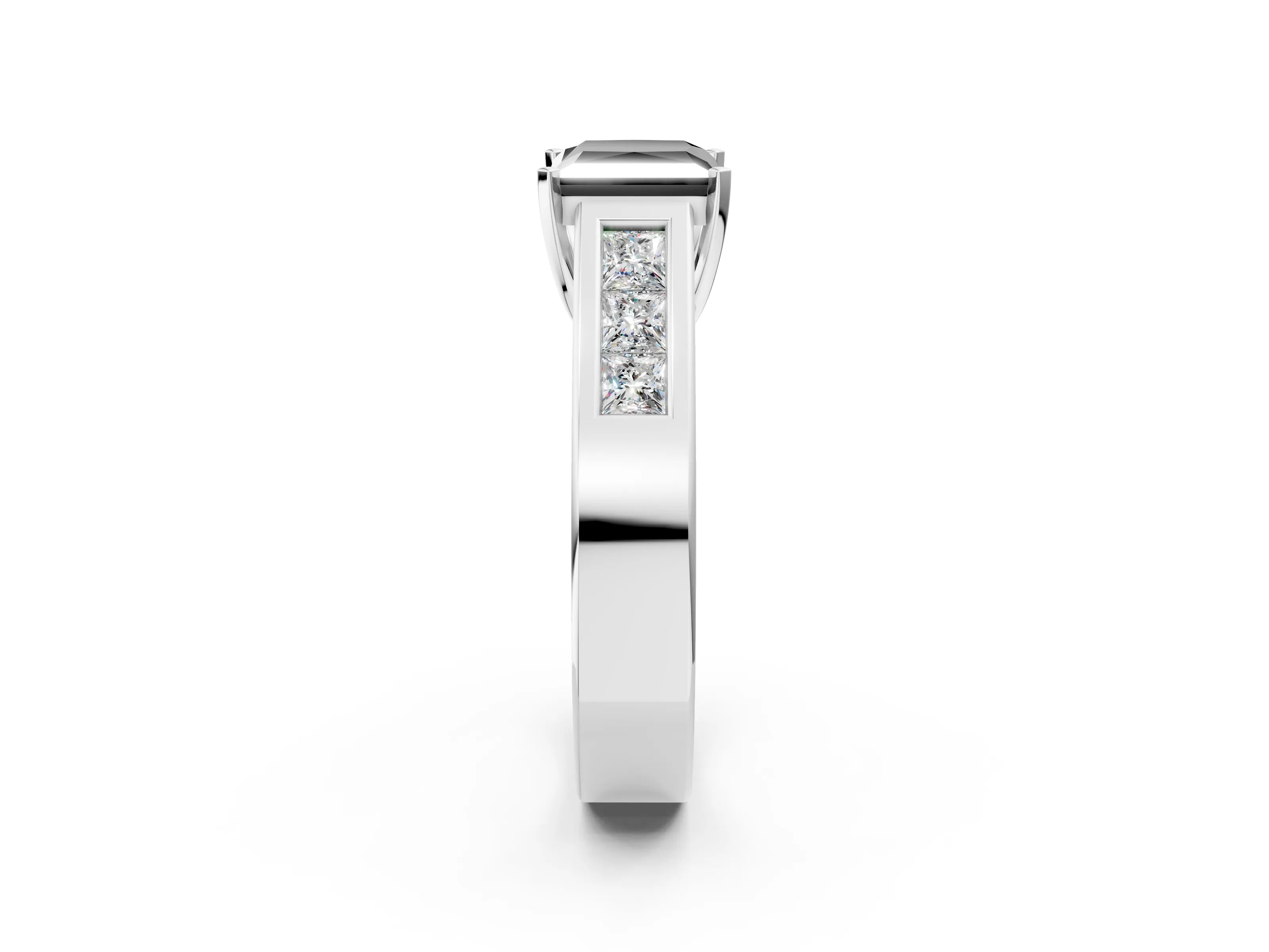 White gold Fancy Black Princess Cut Cut Channel Set Solitaire Ring with Four-Prong Setting_23