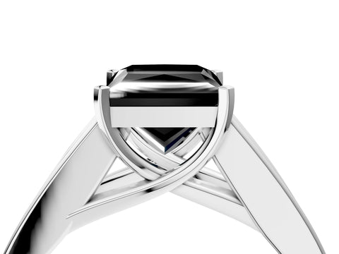 White gold Fancy Black Princess Cut Cut Channel Set Solitaire Ring with Four-Prong Setting_25