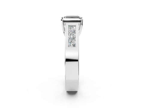 White gold Fancy Black Princess Cut Cut Channel Set Solitaire Ring with Four-Prong Setting_2