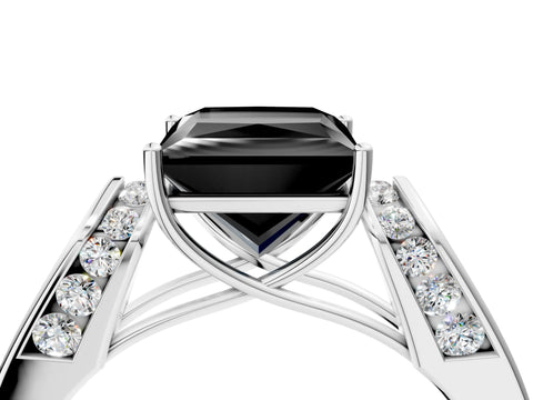 White gold Fancy Black Princess Cut Cut Diamond Channel Set Solitaire Ring with Four-Prong Setting_10