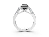 White gold Fancy Black Princess Cut Cut Diamond Channel Set Solitaire Ring with Four-Prong Setting_3