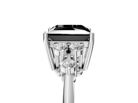 White gold Fancy Black Princess Cut Cut Diamond Cluster Ring with Solitaire Band and Four-Prong Setting_17