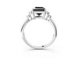 White gold Fancy Black Princess Cut Cut Diamond Cluster Ring with Solitaire Band and Four-Prong Setting_27