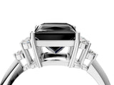 White gold Fancy Black Princess Cut Cut Diamond Cluster Ring with Solitaire Band and Four-Prong Setting_34