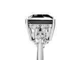 White gold Fancy Black Princess Cut Cut Diamond Cluster Ring with Solitaire Band and Four-Prong Setting_35