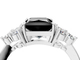 White gold Fancy Black Princess Cut Cut Diamond Cluster Ring with Solitaire Band and Four-Prong Setting_4