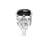 White gold Fancy Black Princess Cut Cut Diamond Cluster Ring with Solitaire Band and Four-Prong Setting_5