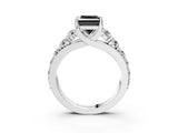 White gold Fancy Black Princess Cut Cut Diamond Engagement Ring with Pavé Band and Four-Prong Setting_3