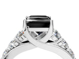 White gold Fancy Black Princess Cut Cut Diamond Engagement Ring with Pavé Band and Four-Prong Setting_4