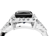 White gold Fancy Black Princess Cut Cut Diamond Halo Engagement Ring with Open Split Pavé Band_4