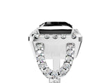 White gold Fancy Black Princess Cut Cut Diamond Halo Engagement Ring with Open Split Pavé Band_5