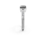 White gold Fancy Black Princess Cut Cut Diamond Milgrain Pave Band Four-Prong Setting Ring_5