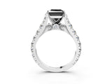 White gold Fancy Black Princess Cut Cut Diamond Pavé Band Solitaire with Four-Prong Setting_3
