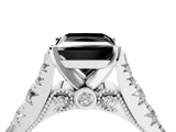 White gold Fancy Black Princess Cut Cut Diamond Pavé Band Solitaire with Four-Prong Setting_4