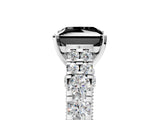 White gold Fancy Black Princess Cut Cut Diamond Pavé Band Solitaire with Four-Prong Setting_5