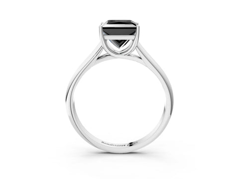 White gold Fancy Black Princess Cut Cut Diamond Solitaire Engagement Ring with Tapered Plain Band and Four-Prong Setting_3