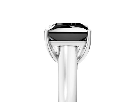 White gold Fancy Black Princess Cut Cut Diamond Solitaire Engagement Ring with Tapered Plain Band and Four-Prong Setting_5