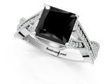 White gold Fancy Black Princess Cut Cut Diamond Twisted Band with Milgrain Pave Setting and Four-Prong Setting_1