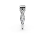 White gold Fancy Black Princess Cut Cut Diamond Twisted Band with Milgrain Pave Setting and Four-Prong Setting_2