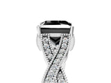 White gold Fancy Black Princess Cut Cut Diamond Twisted Band with Milgrain Pave Setting and Four-Prong Setting_5
