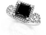 White gold Fancy Black Princess Cut Cut Halo Diamond Infinity Band with Four-Prong Setting_1