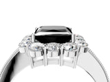 White gold Fancy Black Princess Cut Cut Halo Diamond Pavé Engagement Ring with Milgrain Detailing_28