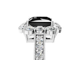 White gold Fancy Black Princess Cut Cut Halo Diamond Pavé Engagement Ring with Milgrain Detailing_29