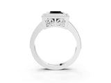White gold Fancy Black Princess Cut Cut Halo Pavé Diamond Ring_3