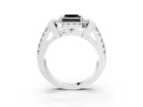 White gold Fancy Black Princess Cut Cut Halo Split Shank Prong Set Ring_3