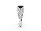 White gold Fancy Black Princess Cut Cut Milgrain Pave Diamond Engagement Ring with Four-Prong Setting_17