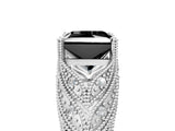 White gold Fancy Black Princess Cut Cut Milgrain Pave Diamond Engagement Ring with Four-Prong Setting_20