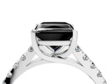 White gold Fancy Black Princess Cut Cut Pavé Band Solitaire Ring with Four-Prong Setting_28