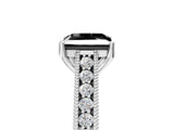 White gold Fancy Black Princess Cut Cut Pave Band Milgrain Solitaire Ring_5
