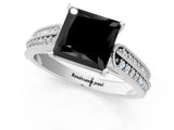 White gold Fancy Black Princess Cut Cut Pave Split Shank Engagement Ring with Four-Prong Setting_13